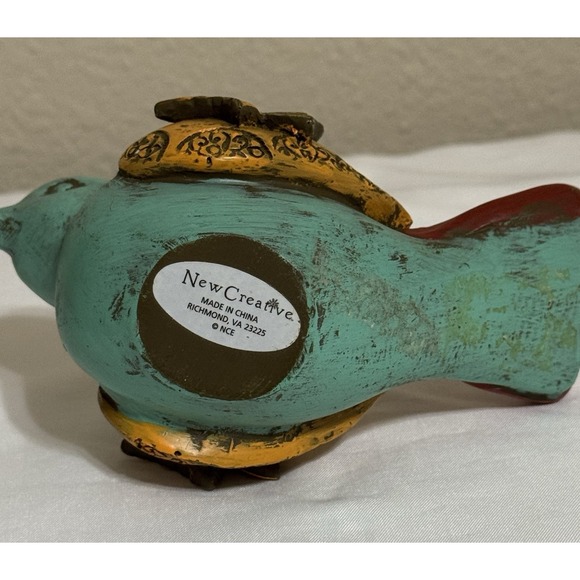 Whimsical Multicolor Bird Trinket Votive Holder Home Decor Artsy Colorful - Picture 7 of 7